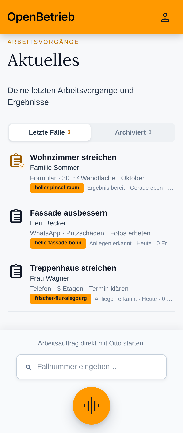 Dieselben Anfragen unterwegs auf dem Handy in Aktuelles.